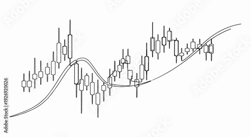 A black and white candlestick chart showing financial market trends over time