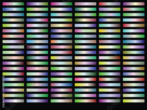 Extensive collection of one hundred fifty colorful gradients, smooth color transitions for backgrounds, banners, posters, web design, or ui elements, vibrant abstract palette, decorative art