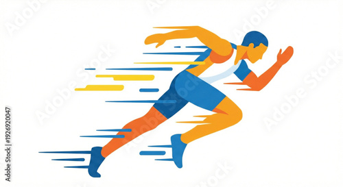 Fast Running Athlete Speed Motion Colorful Vector Illustration