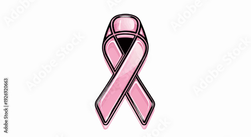 A stylized pink ribbon, a symbol of awareness and support