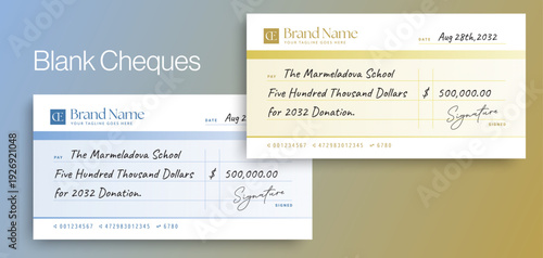 Giant Cheque Template for Donation Presentation, Award & Charity Event Blank Check Layout