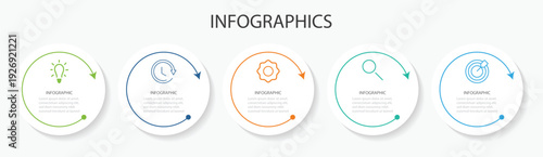Circle arrows diagram infographic set. Set of vector infographic circle templates. Steps business data visualization timeline process infographic.  Vector illustration. 