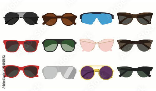 Stylish sunglasses vector set with modern and retro eyeglass designs for fashion illustrations
