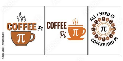 Coffee and Pi, a perfect blend for mathematicians and coffee lovers, with hot mugs and beans