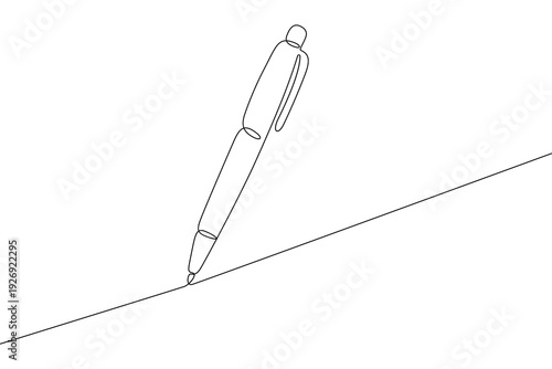 One line drawing of a ball pen symbol for education and writing concept
