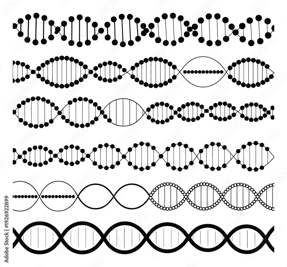 Fototapeta premium DNA Double Helix Structure Vector Illustrations Set