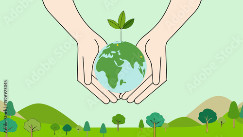 Hands cradling the earth symbolizing global environmental care and sustainability.