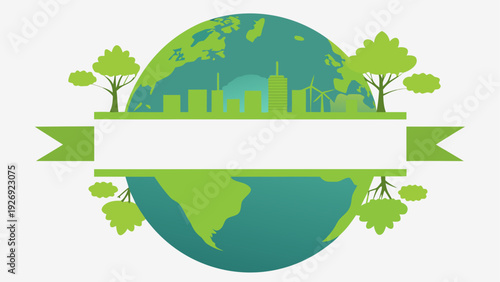 Global harmony with nature and sustainable growth depicted through earth and greenery