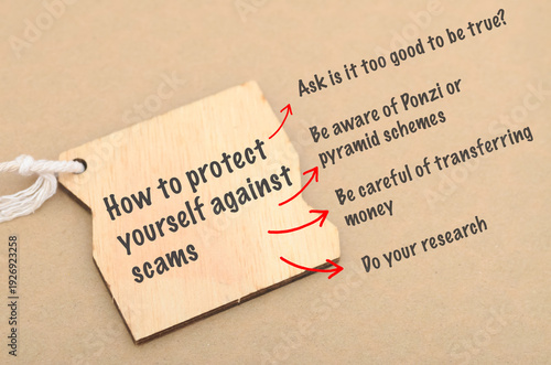 Close-Up of Awareness Tag Highlighting Practical Tips for Scam Prevention