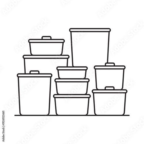 A collection of various sized empty stackable food storage containers