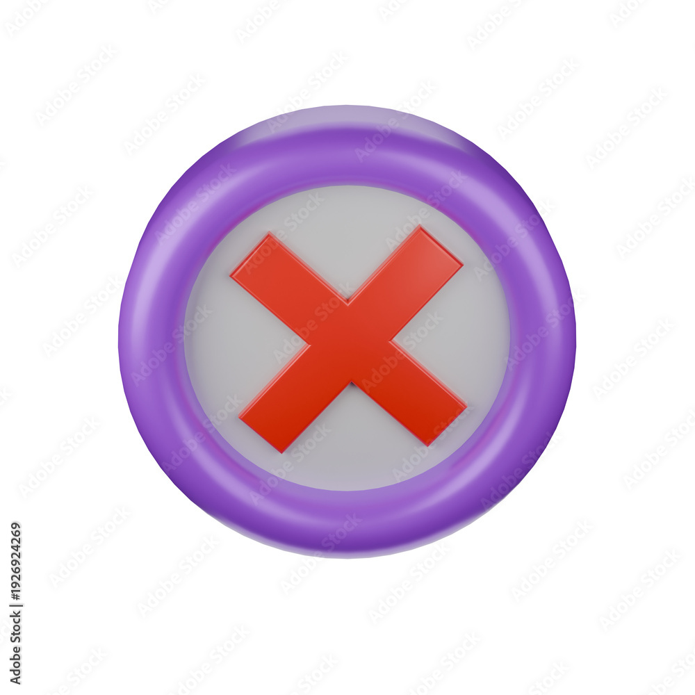 Obraz premium Rejection Symbol: A simple but powerful image of a red X mark inside a purple circle. A visual representation of denial or error.
