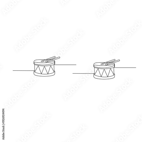 Traditional Bengali dhak drum minimalist one-line vector
