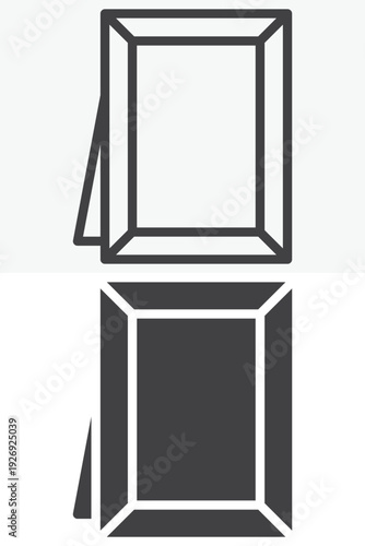 Picture frame icon set in line and solid style. Outline and filled vector icon with editable stroke. Picture frame sign and symbol for wall decor gallery design.