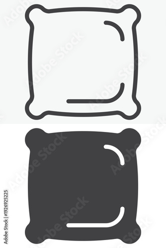 Square pillow icon set in line and solid style. Outline and filled vector icon with editable stroke. Pillow sign and symbol for home decor comfort design.
