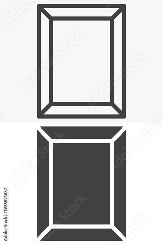 Square photo frame icon set in line and solid style. Outline and filled vector icon with editable stroke. Frame sign and symbol for wall decor display.