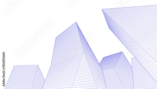 abstract geometric shapes of a modern city 3d