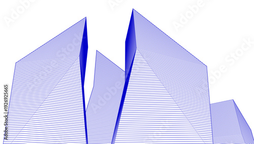 abstract geometric shapes of a modern city 3d