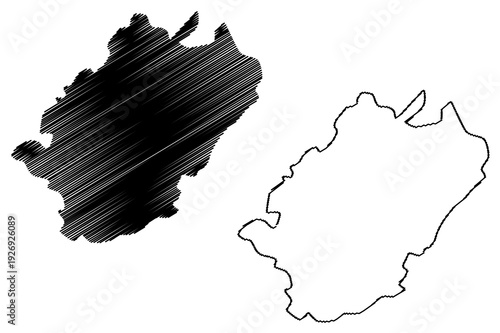 Yamunanagar district (Haryana State, Republic of India) map vector illustration, scribble sketch Yamunanagar map