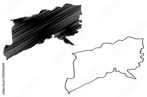 Yadgir district (Karnataka State, Republic of India, Gulbarga Division) map vector illustration, scribble sketch Yadagiri map