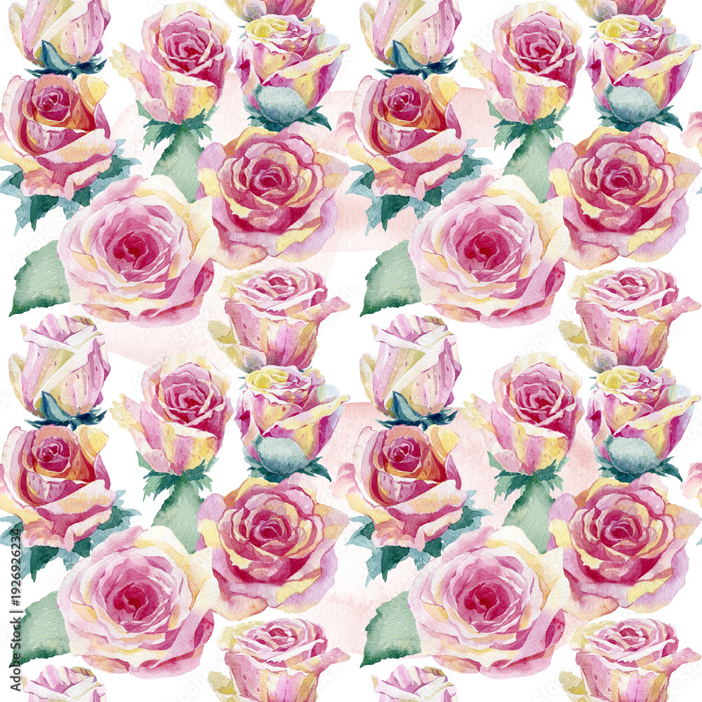 Naklejka premium Watercolor pattern of roses