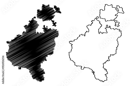 Tumakuru district (Karnataka State, Republic of India, Bangalore Division) map vector illustration, scribble sketch Tumkur map