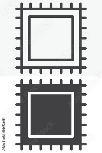 Square rug icon set in line and solid style. Outline and filled vector icon with editable stroke. Carpet sign and symbol for interior floor decor.