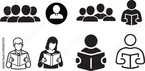 set of silhouettes of people