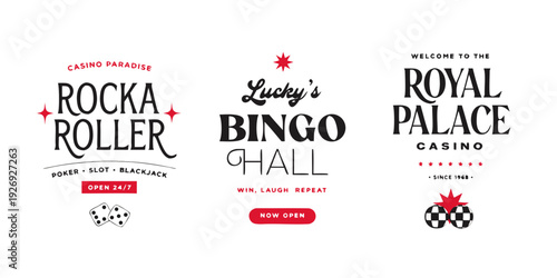 Retro Casino Badge SVG Set – Vintage Typography Vector Banner, Card, Flyer Design with Classic Gambling Emblem, Ornamental Lines & 1920s Style