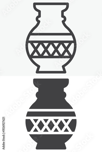 Beautiful vase icon set in line and solid style. Outline and filled vector icon with editable stroke. Vase sign and symbol for floral decor.