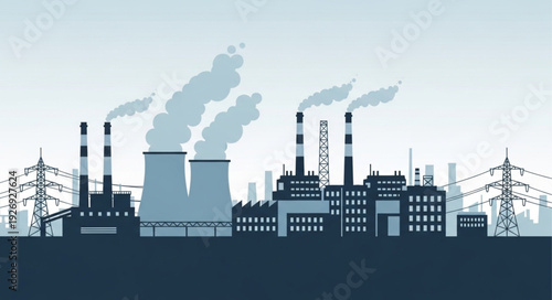 Industrial power plant emitting smoke into the atmosphere, causing pollution and environmental concerns.