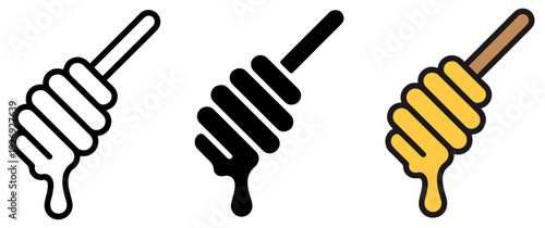 honey stick spoon icon illustration