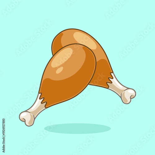 Cartoon Roasted Chicken Drumstick Vector Design. Asian Food Illustration