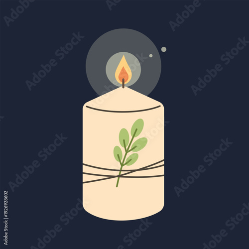 Decorative candle vector isolated set in dark background