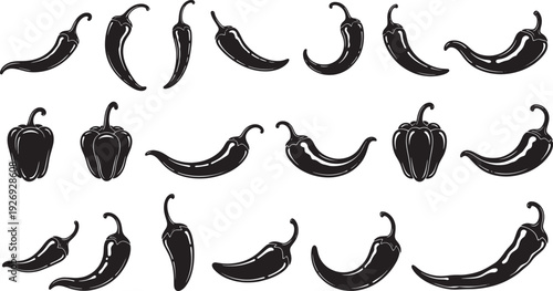 Vibrant Peppers in Graphic Illustration