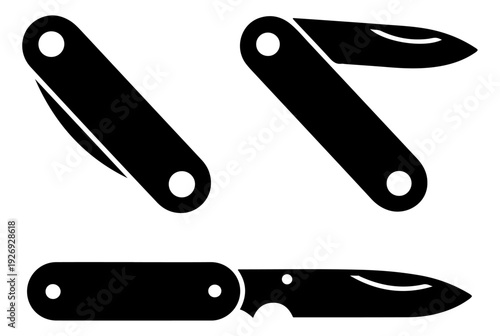 folding pocket knife vector icon
