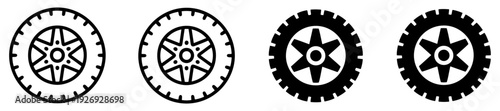 car tire wheel vector icons