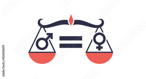 Equality between men and women symbolized by balanced scales.