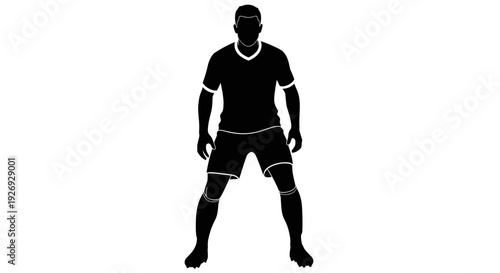 Vector silhouette of an athlete standing confidently in sports attire on a plain background from a frontal viewpoint