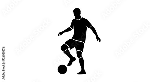 Dynamic vector illustration of a male soccer player skillfully dribbling a football, showcasing athletic prowess for diverse sports graphic designs and engaging team branding