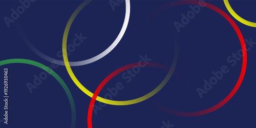 Abstract colorful overlapping circles on dark blue background, vector illustration