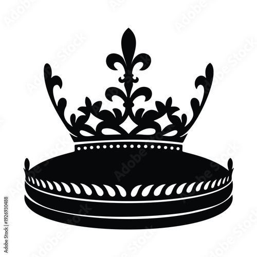 Elegant black crown illustration with ornate details and regal design