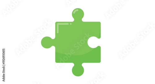 green puzzle piece glossy icon in modern flat style for game or design
