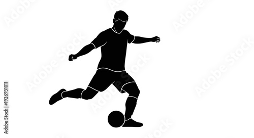 A dynamic vector illustration of a soccer player kicking a ball, captured from a side viewpoint, showcasing athleticism in a sports context