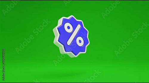 percent icon 3d render blue circle button