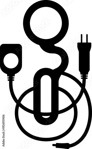 Tangled Wires & Cables Vector Illustration: The Frustration of Disorganized Electronic Connections, Power Plugs, USB, and Audio Jacks - A Modern Tech Problem