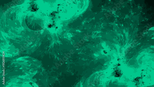 Vector Abstract green cosmic swirling nebula background, depicting the wonders of space, galaxy, universe, exploration, and the awe-inspiring beauty of the cosmos.