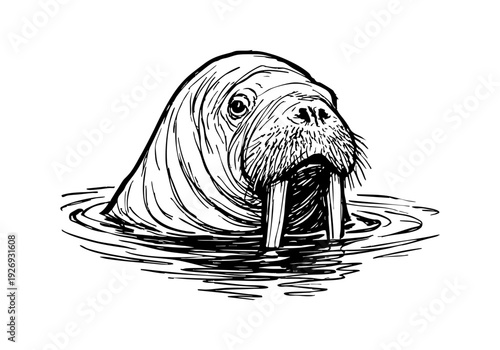 Walrus hand drawn simple sketch vector illustration