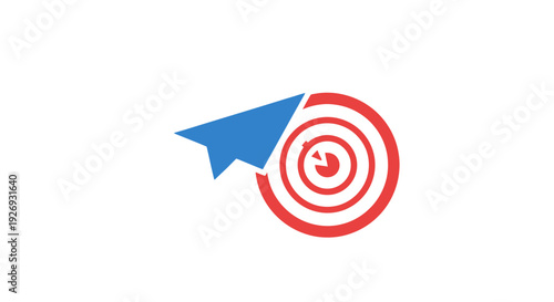 Fotografia A blue arrow hitting a red target.