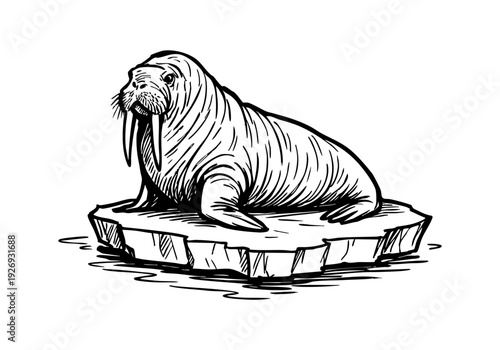 Walrus hand drawn simple sketch vector illustration