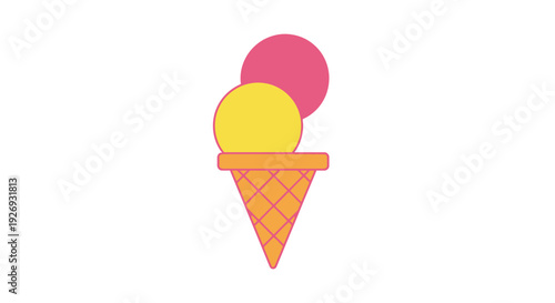 Colorful illustration of ice cream cone.